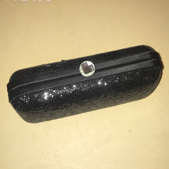 Evening Clutch Black Glitter Handbag Purse - Picture 3 of 8